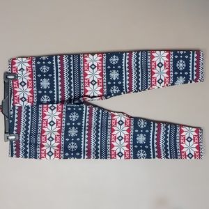 No Boundaries Blue/Red Snowflake Leggings XXL (19) NWT